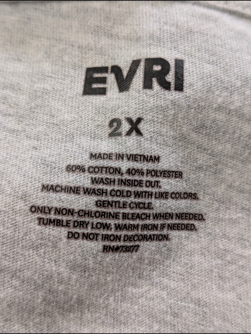 EVRI Light Grey V-Neck Tee with Pink Coral Butterfly Print 2X - Picture 7 of 7